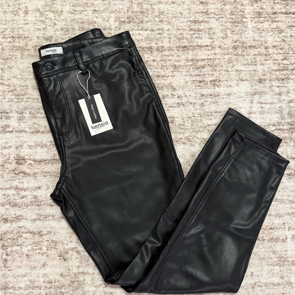Kensie Sleek Black Leather Pants